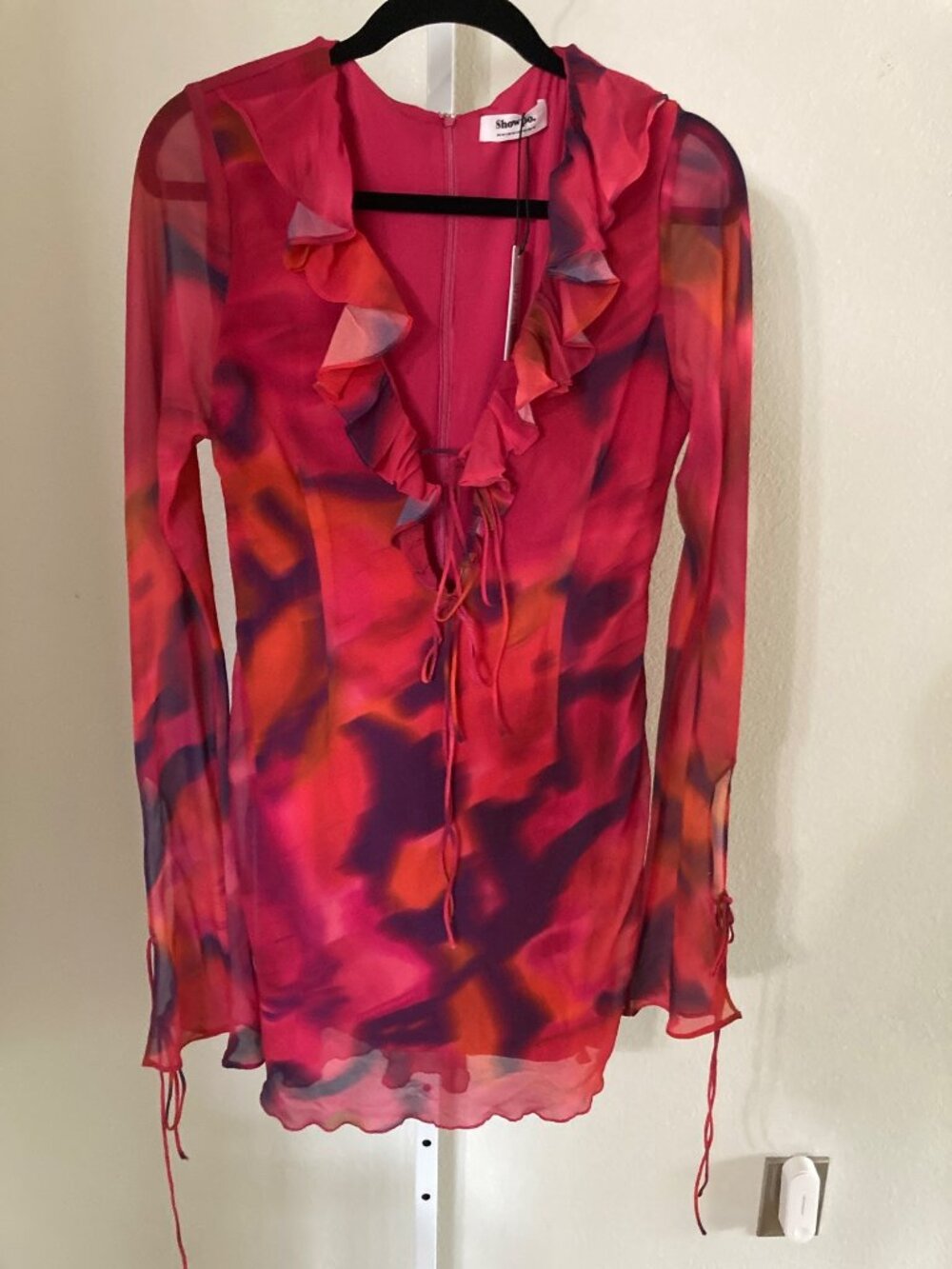 Showpo Pink and Purple Alesya Ruffle Mini Dress 10 NWT - Picture 2 of 6